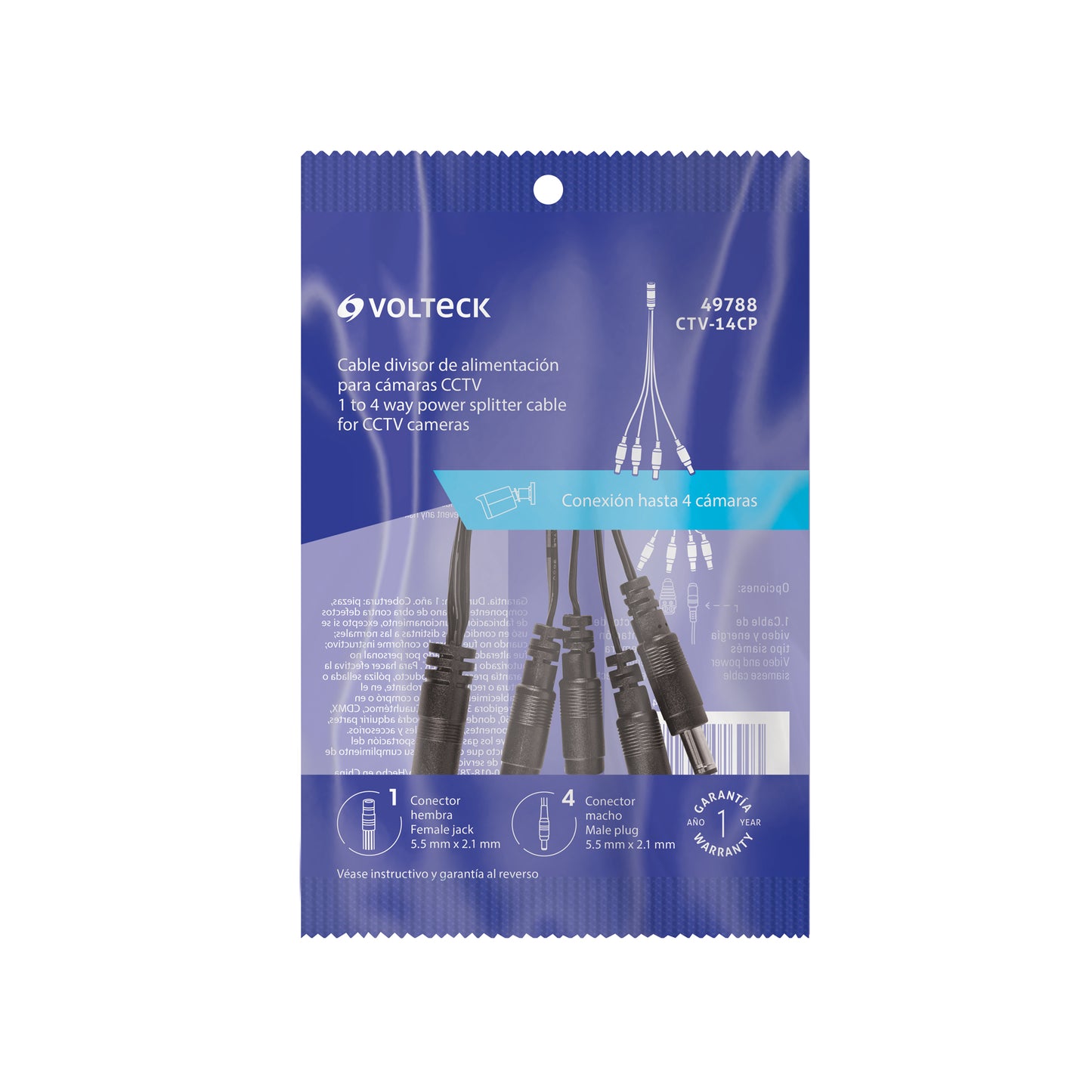 Cable Divisor de Energía tipo Pulpo 1 a 4 para CCTV, Volteck | CTV-14CP | 49788