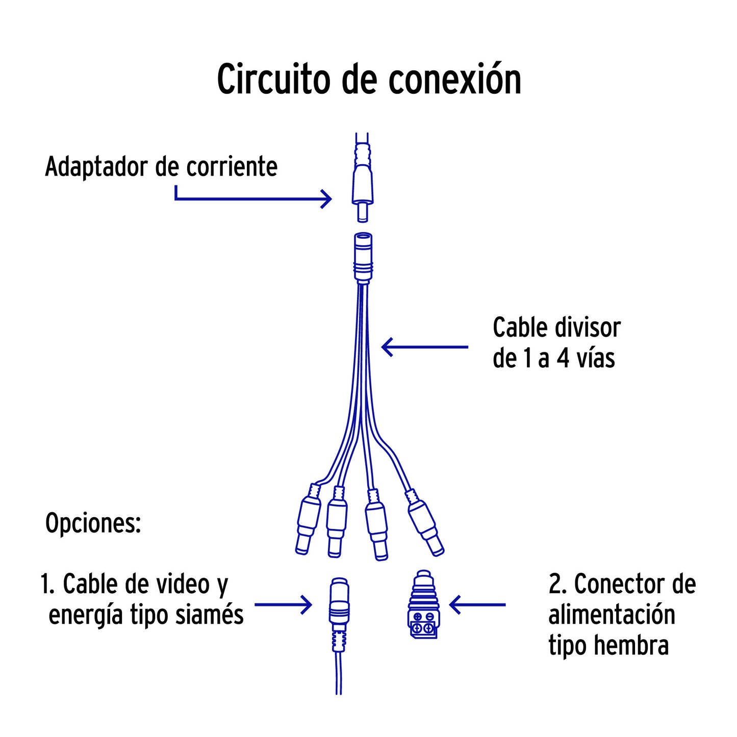 Cable Divisor de Energía tipo Pulpo 1 a 4 para CCTV, Volteck | CTV-14CP | 49788