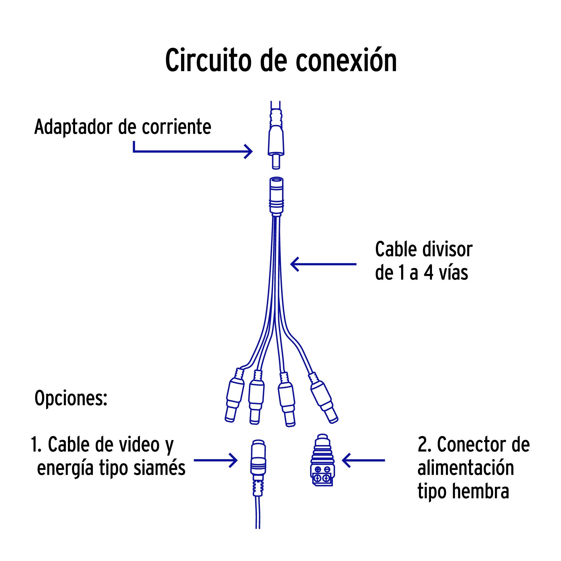Cable Divisor de Energía tipo Pulpo 1 a 4 para CCTV, Volteck | CTV-14CP | 49788
