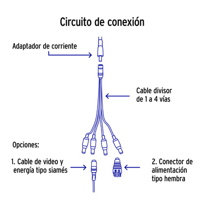Cable Divisor de Energía tipo Pulpo 1 a 4 para CCTV, Volteck | CTV-14CP | 49788