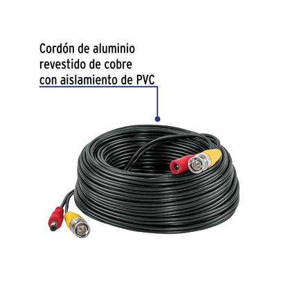 Cable Video y Energía Tipo Siamés CCTV, 20 metros, Volteck | CTV-20CS | 49789