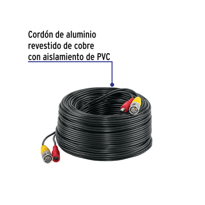 Cable Video y Energía Tipo Siamés CCTV, 30 metros, Volteck | CTV-30CS | 49792