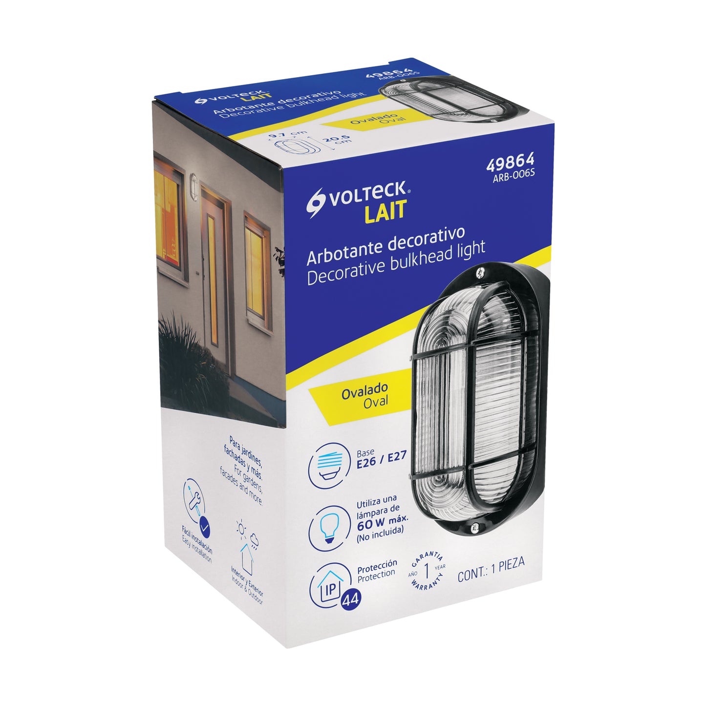 Arbotante decorativo de ABS, ovalado, lámpara no incluida | ARB-006S | 49864