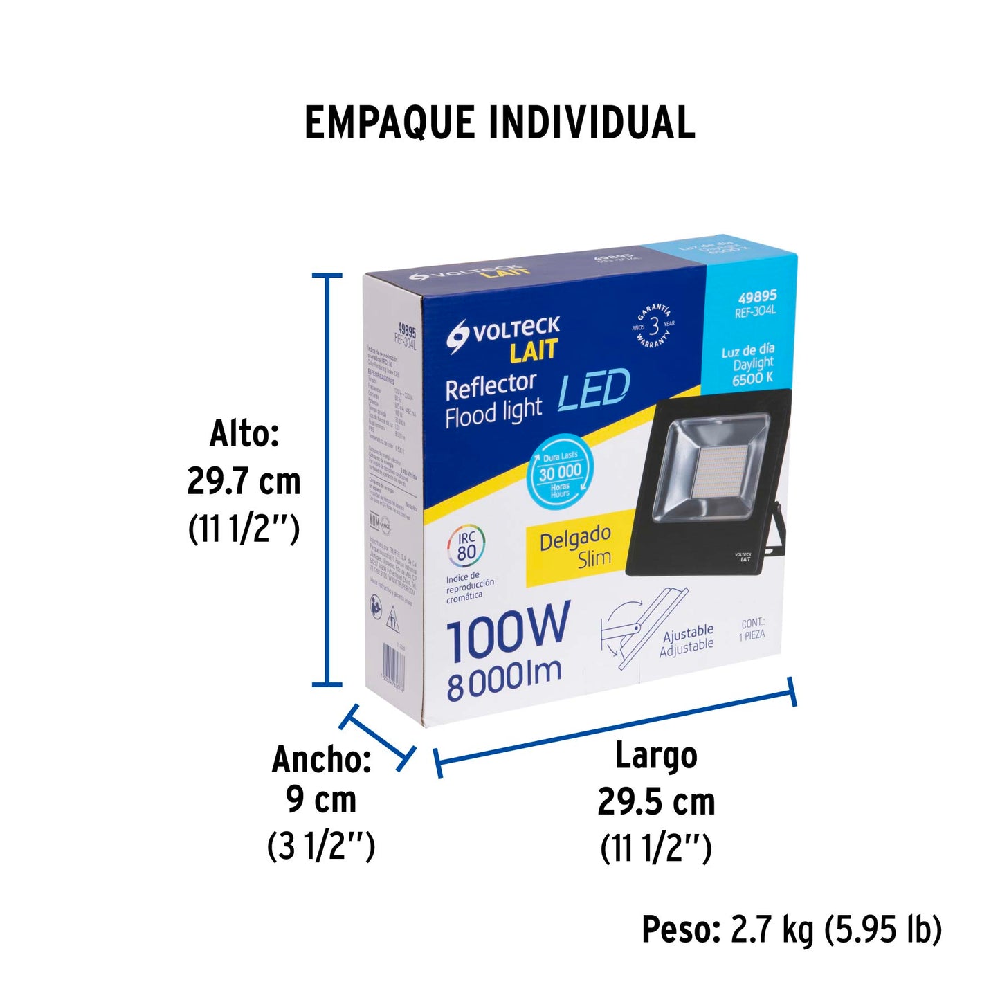 Reflector LED para exteriores 100W 6500K, VOLTECK | REF-304L | 49895