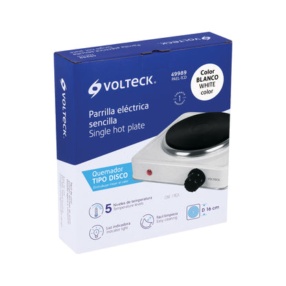 Parrilla eléctrica 1 quemador de disco, blanca, VOLTECK | PAEL-1CD | 49989