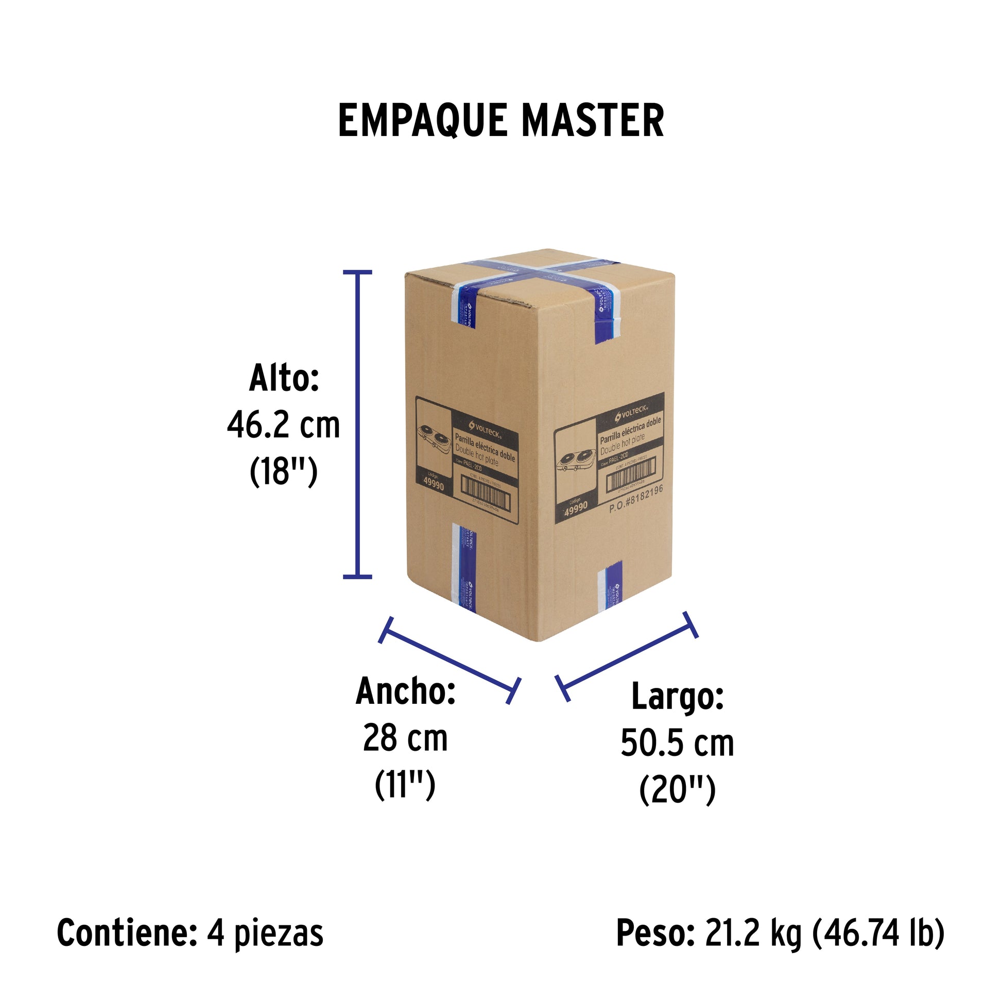 Parrilla eléctrica 2 quemadores de disco, blanca, VOLTECK | PAEL-2CD | 49990