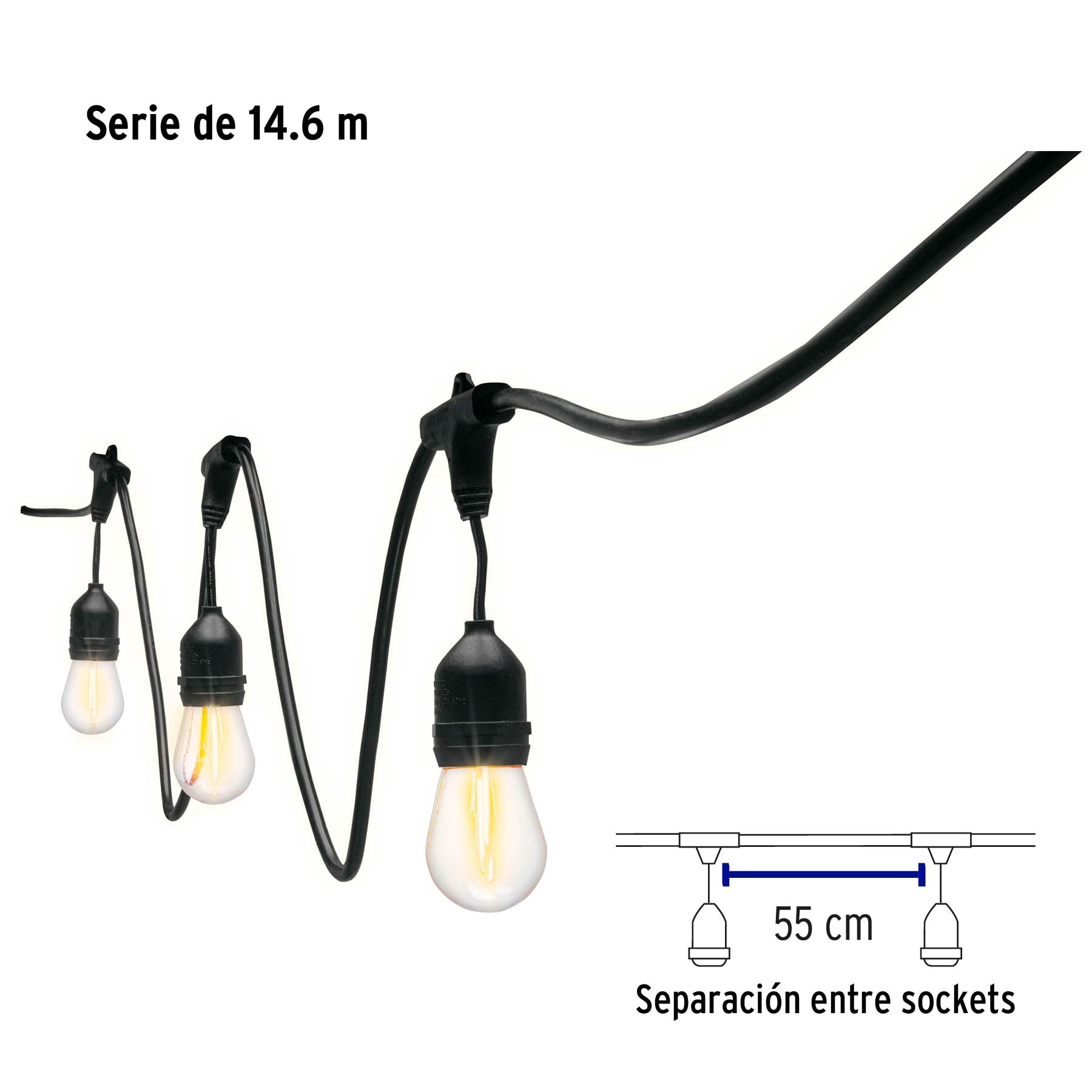 Serie de 14.6 m con 24 luces de LED para exterior, Volteck | SL-14L | 49991