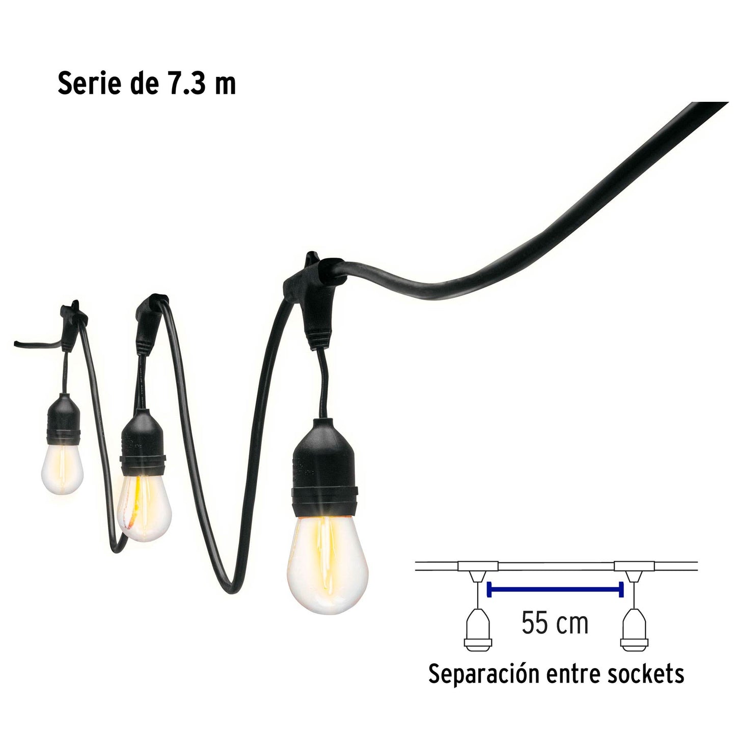 Serie de 7.3 m con 12 luces de LED para exterior, Volteck | SL-7L | 49992