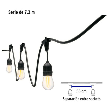 Serie de 7.3 m con 12 luces de LED para exterior, Volteck | SL-7L | 49992