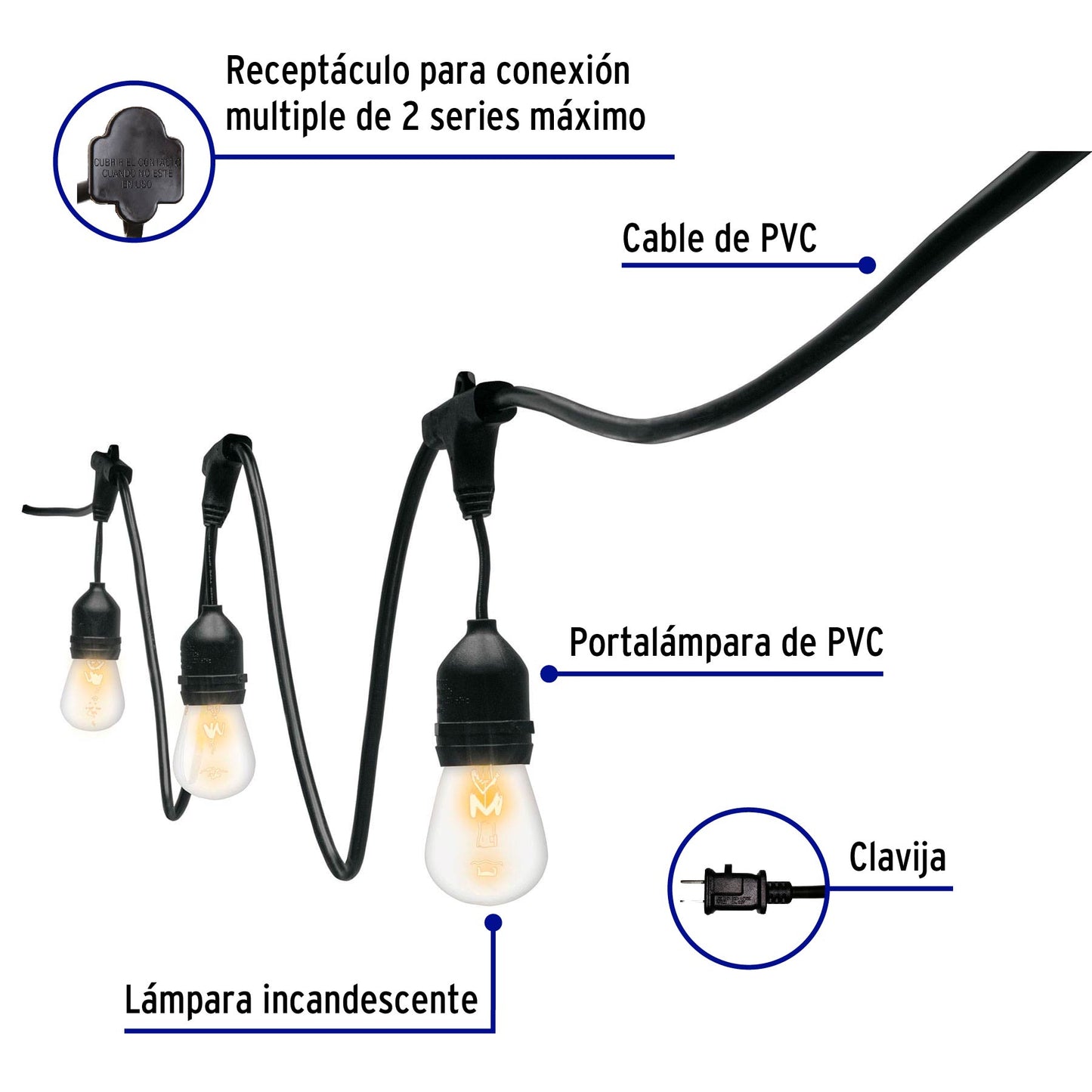 Serie de 14.6 m con 24 luces incandescentes para exterior | SL-14I | 49993