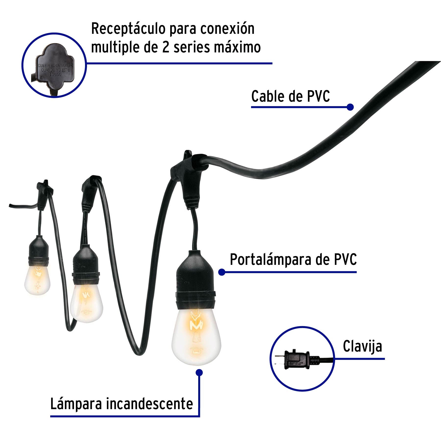 Serie de 14.6 m con 24 luces incandescentes para exterior | SL-14I | 49993