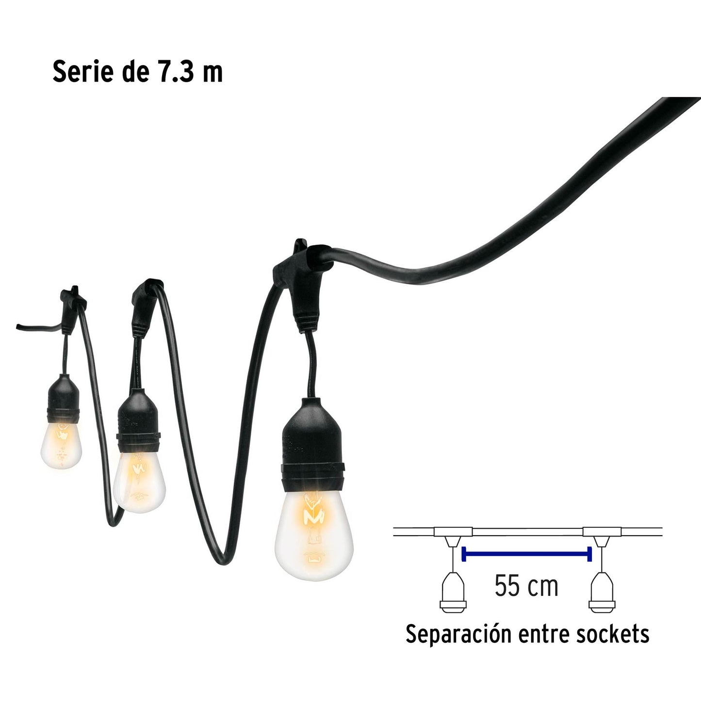 Serie de 7.3 m con 12 luces incandescentes para exterior | SL-7I | 49994