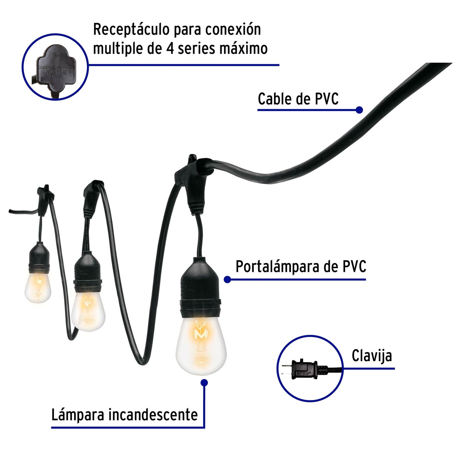 Serie de 7.3 m con 12 luces incandescentes para exterior | SL-7I | 49994