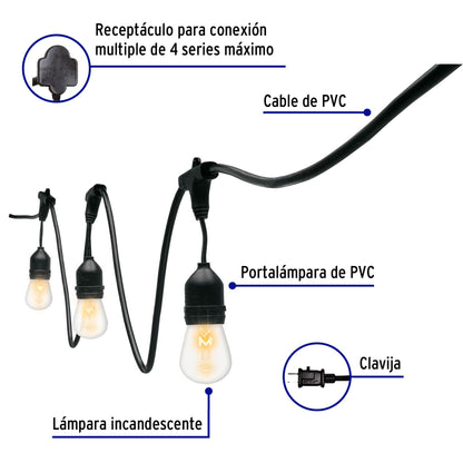 Serie de 7.3 m con 12 luces incandescentes para exterior | SL-7I | 49994