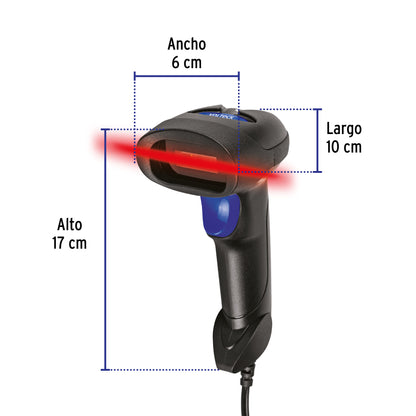 Lector de código de barras 1D, alámbrico, USB, VOLTECK | PDV-11L | 44189
