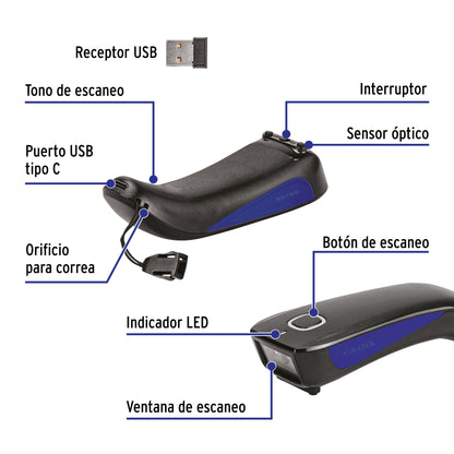 Lector de código de barras 2D, bluetooth, VOLTECK | PDV-22L | 44197